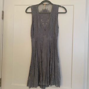 Beautiful Blue-Grey Lace Free People Dress. Size 2